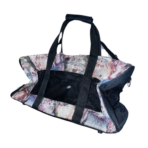 Retro Cat Pattern Pet Cat Carrier Bag with Shoulder Strap and Handle - Picture 4 of 10